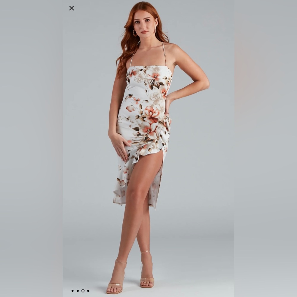 Ruffled For Florals Midi Dress